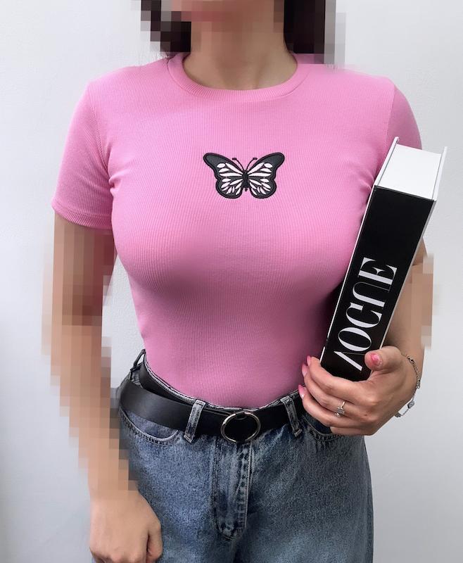 کراپ تیشرت گلدوزی پروانه