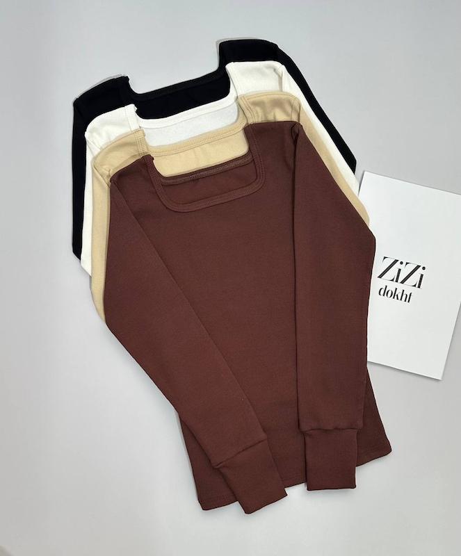 بلوز یقه خشتی فینگر دار 