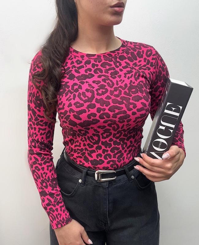 بلوز پلنگی یقه گرد