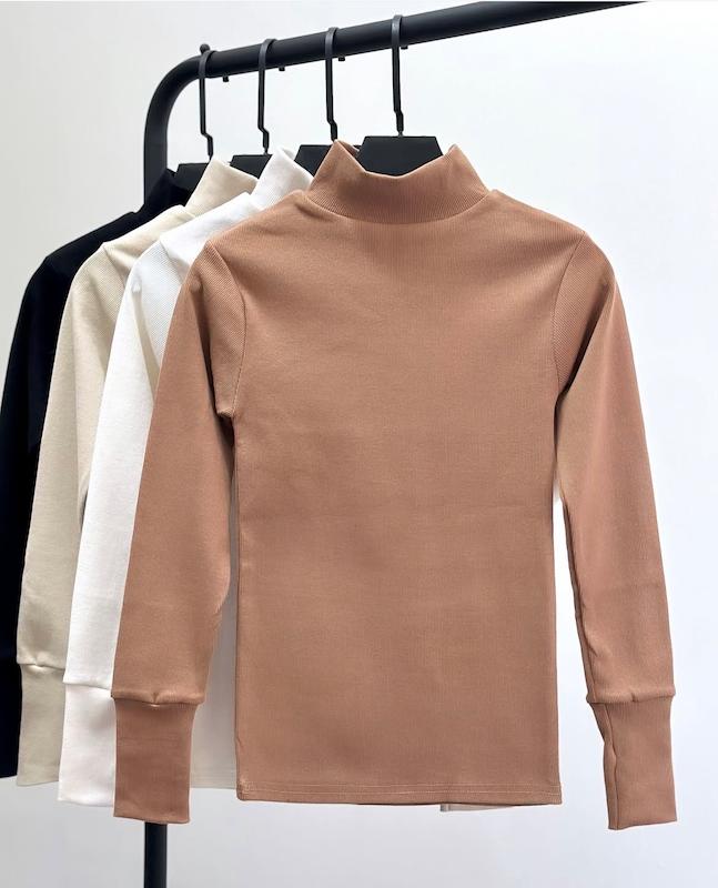 کراپ آستین بلند یقه پنچ سانت فینگر دار