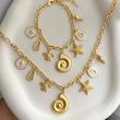 ست گردنبند و دستبند آویزدار طلایی