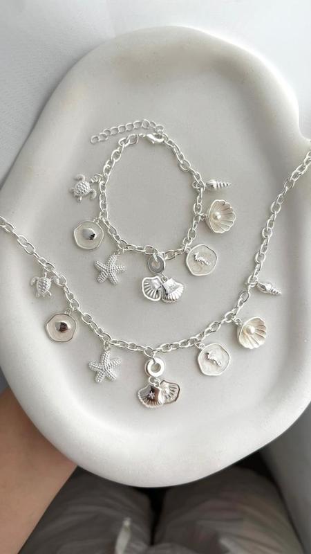 ست گردنبند و دستبند آویزدار سیلور