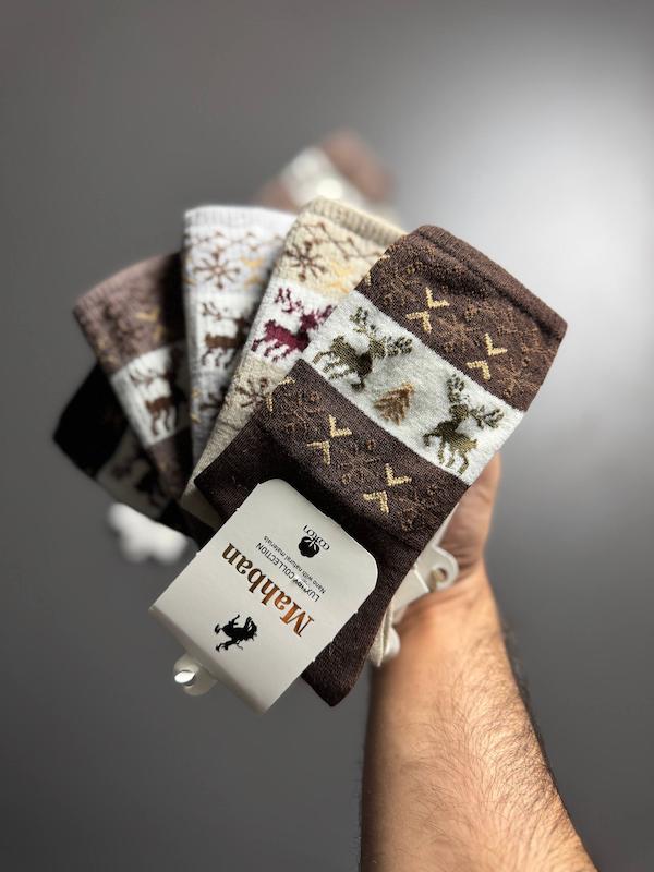 جوراب ساقدار طرح برف و گوزن