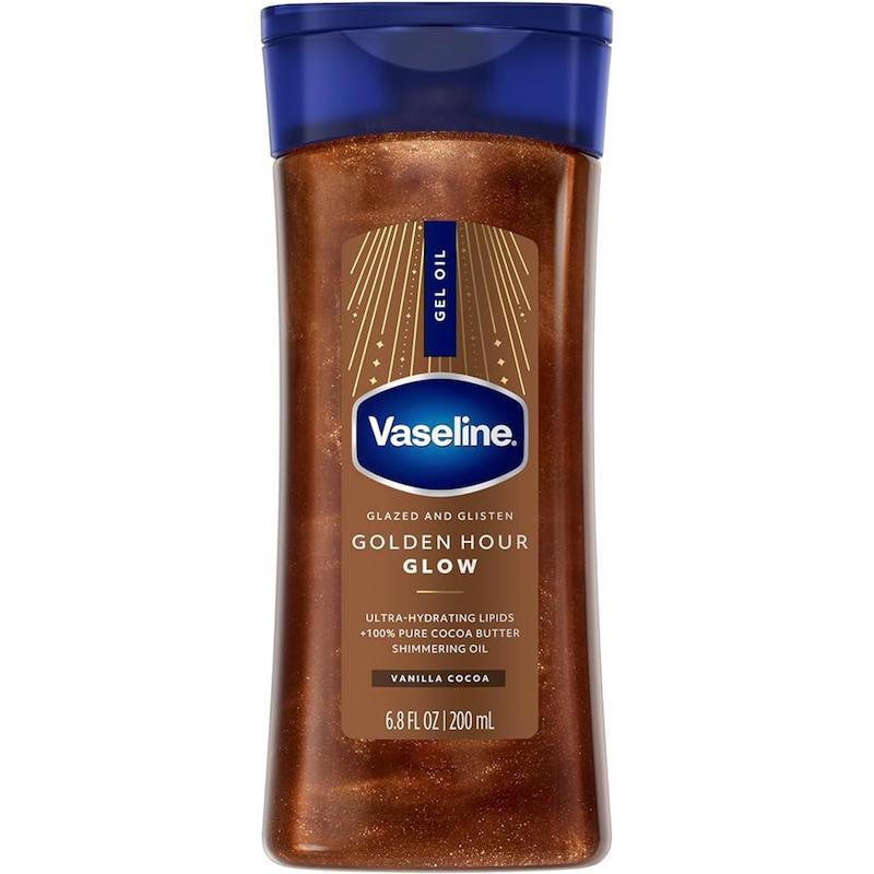 ژل روغن شاین براقکننده بدن وازلین مدل Golden Hour Glow Vanilla Cocoa