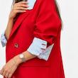 جزئیات یقه و سرآستین راه راه کت زنانه Rouge