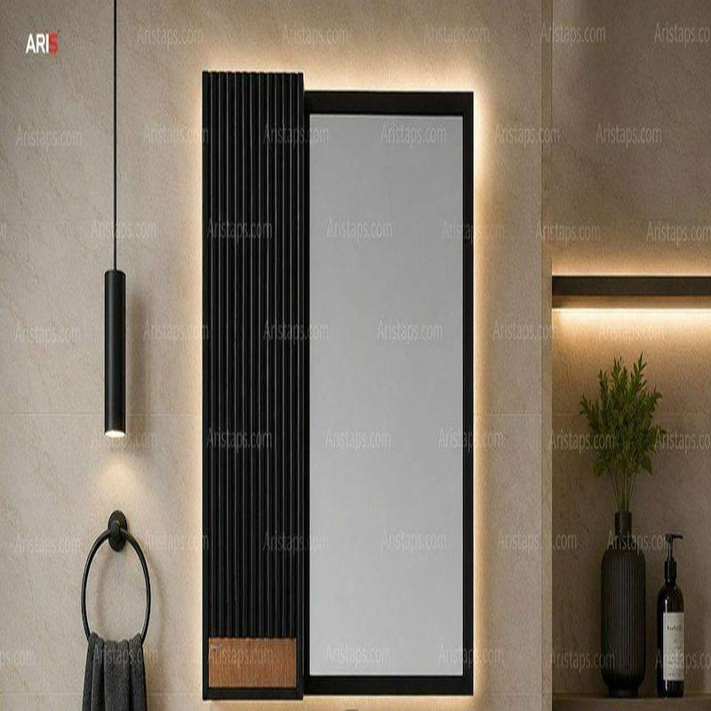 آینه باکس طبقه دار مشکی قهوه ای دارای آرام بند سایز 40*60