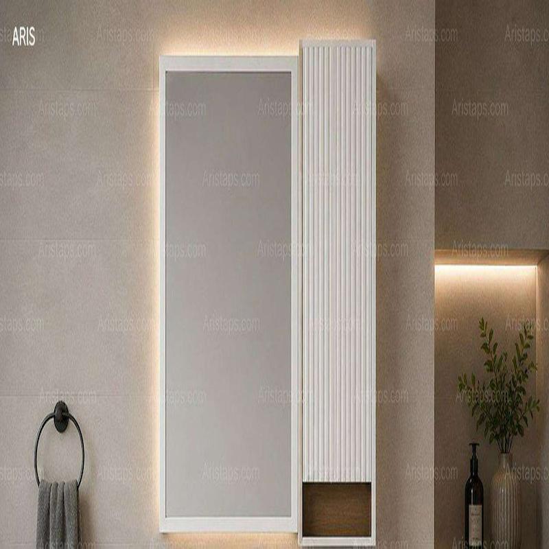 آینه باکس طبقه دار سفیدقهوه ای دارای آرام بند سایز 40*60