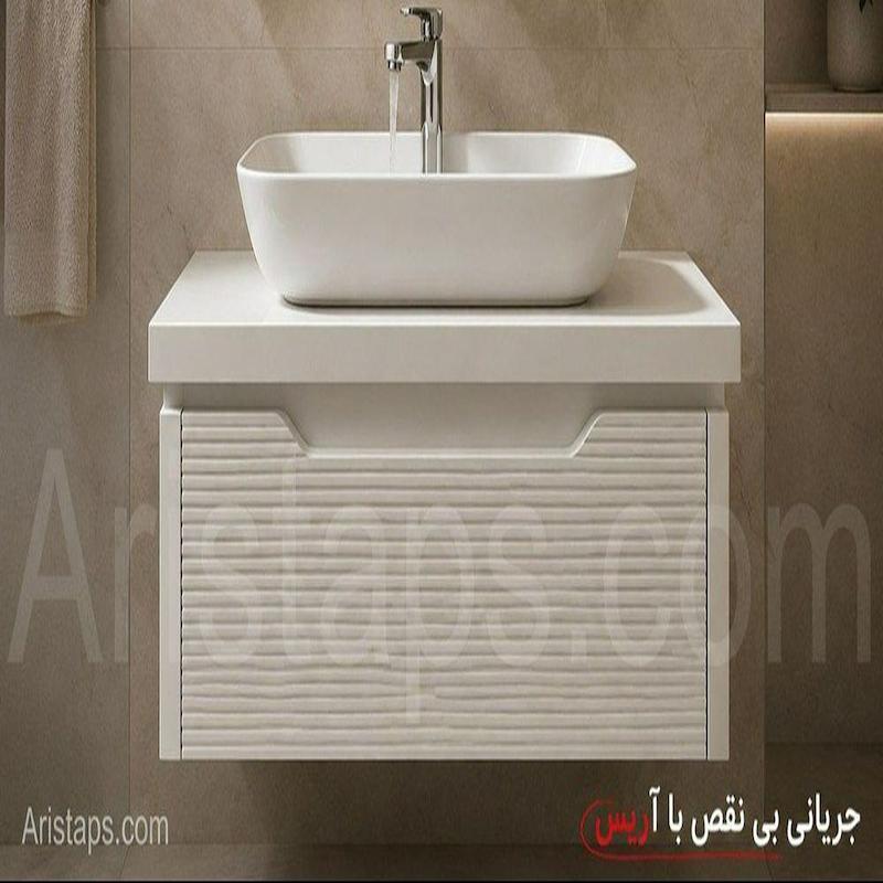 کابین روشویی ضد اب سفید 40*60 ورق 16 میل جک معکوس