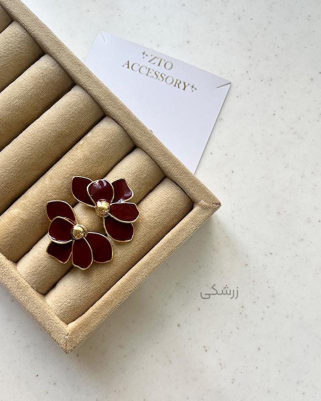گوشواره گل نیمه میناکاری