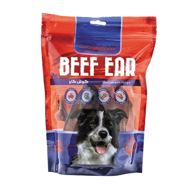 تشویقی سگ وگن بو مدل گوش گاو طعم گوشت گاو وزن 15 گرم