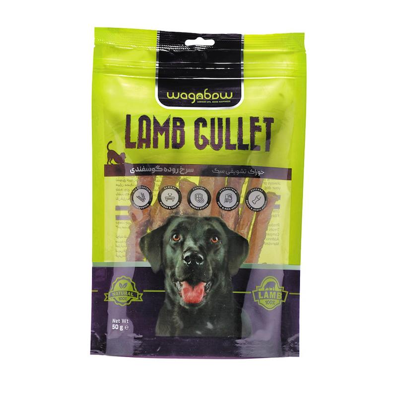 تشویقی سگ وگن بو مدل سرخ روده گوسفندی طعم گوشت گوسفند وزن 50 گرم