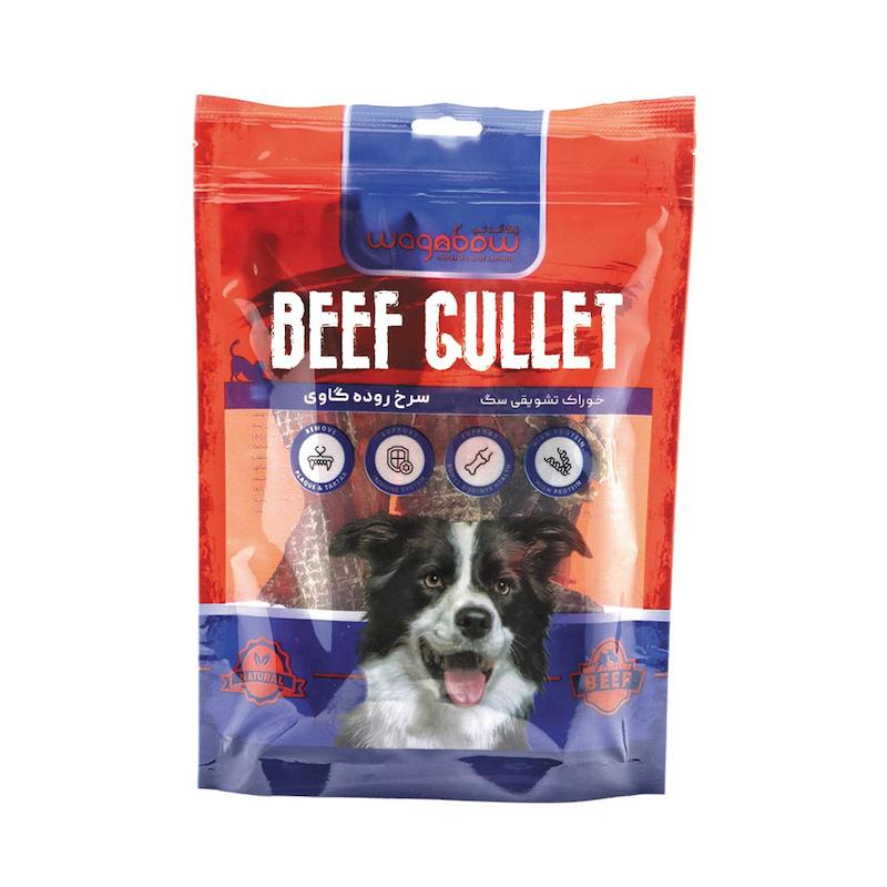 تشویقی سگ وگن بو مدل سرخ روده گاو طعم گوشت گاو وزن 60 گرم