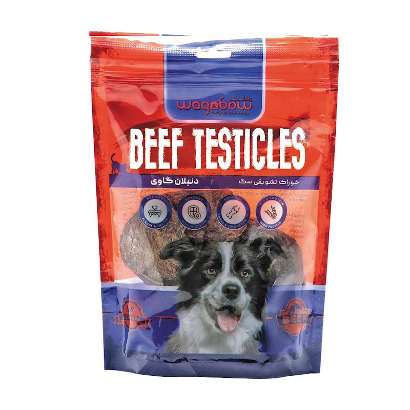 تشویقی سگ وگن بو مدل دنبلان گاو طعم گوشت گاو وزن 100 گرم